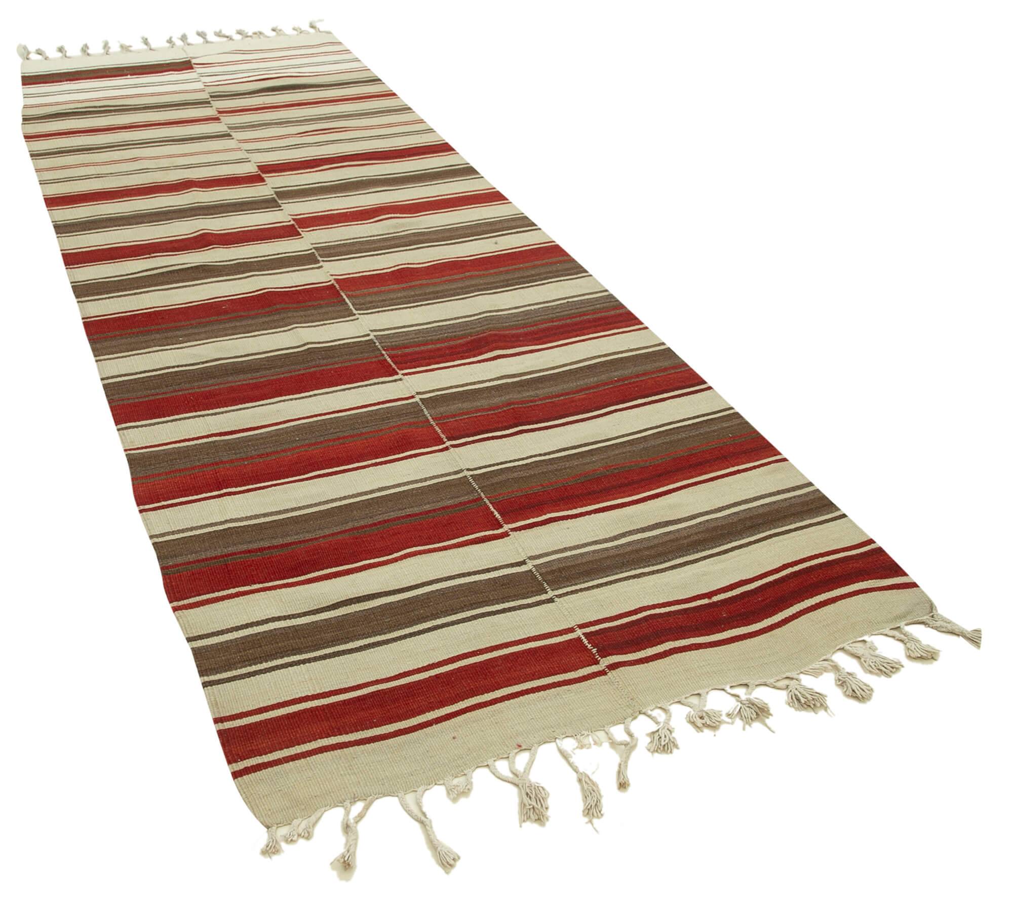 Turkish Handmade Vintage Anatolian Kilim 111 cm x 330 cm