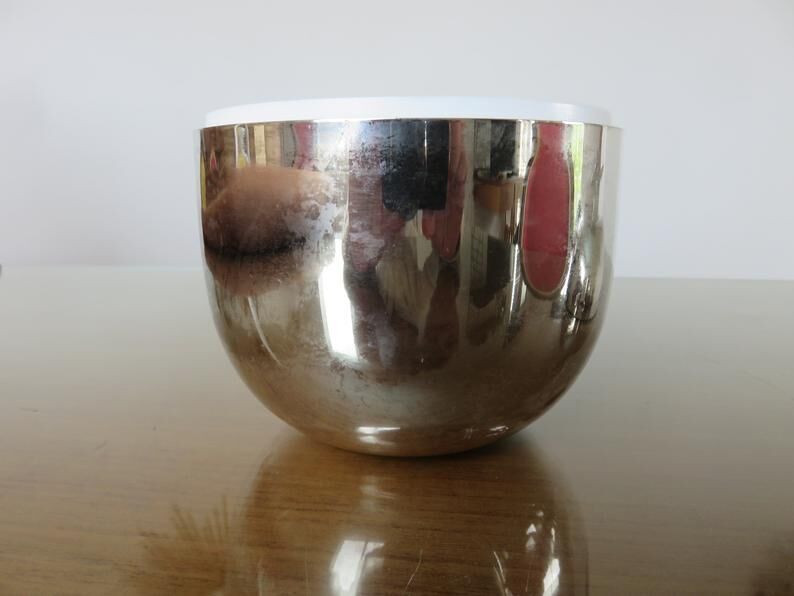 Silver metal "apple" ice bucket 60s