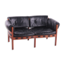 Vintage black leather 2 seater sofa by Sven Ellekaer for Coja, 1960s