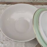 Soup tureen in water green with golden frieze, Cafés Lemaire.