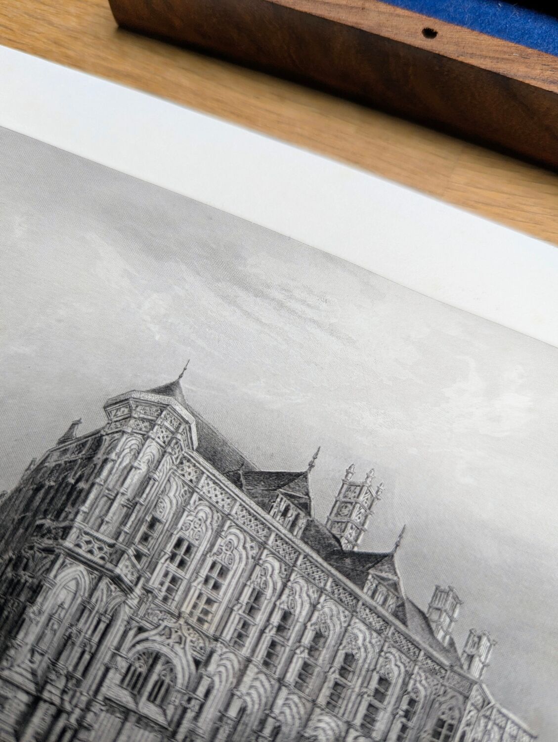 Ghent, Belgium, old engraving, printed in 1841.