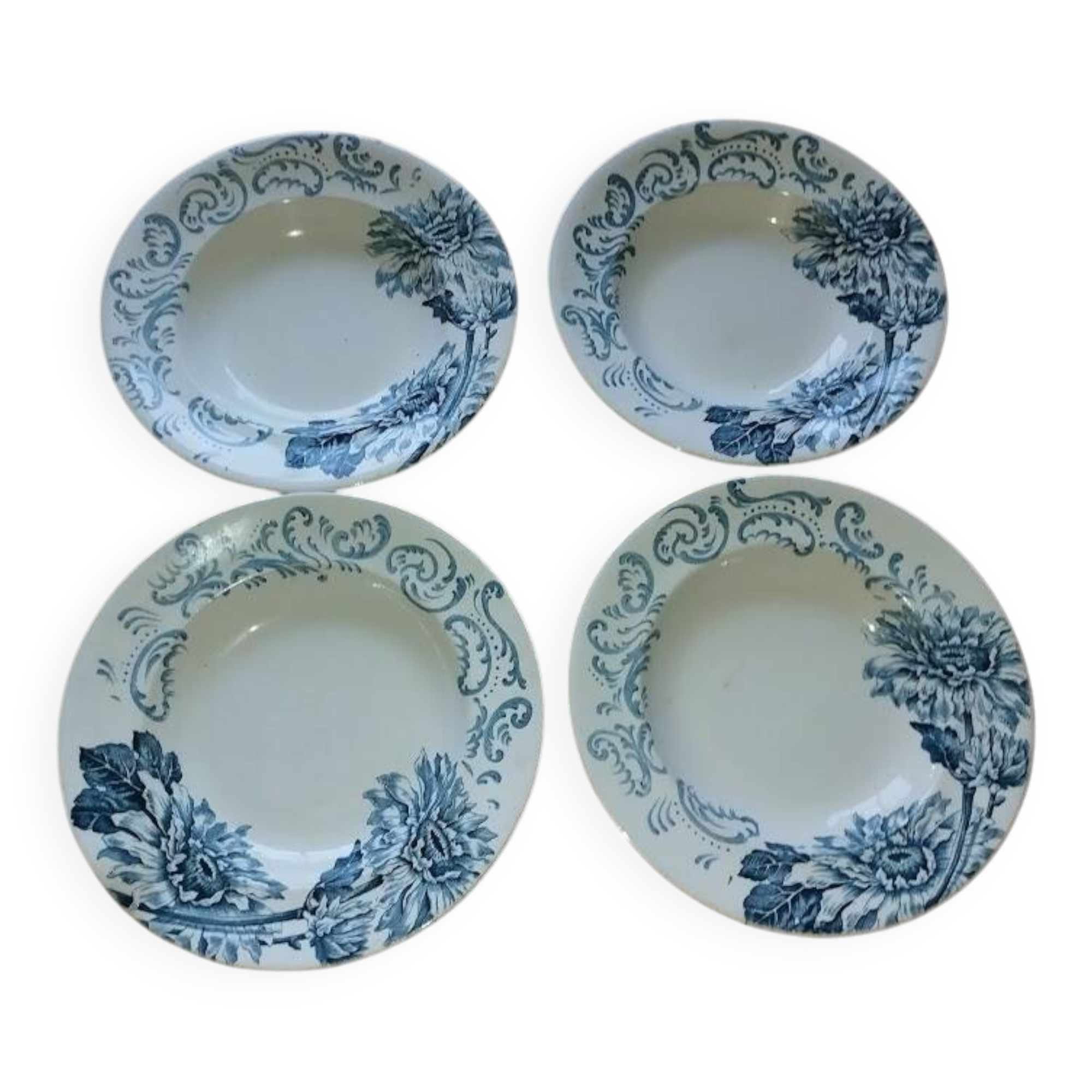 Assiettes Creuses Vintage Longwy “Tournesol” | Lot de 4