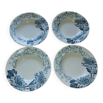 Vintage Longwy "Sunflower" Deep Plates | Set of 4