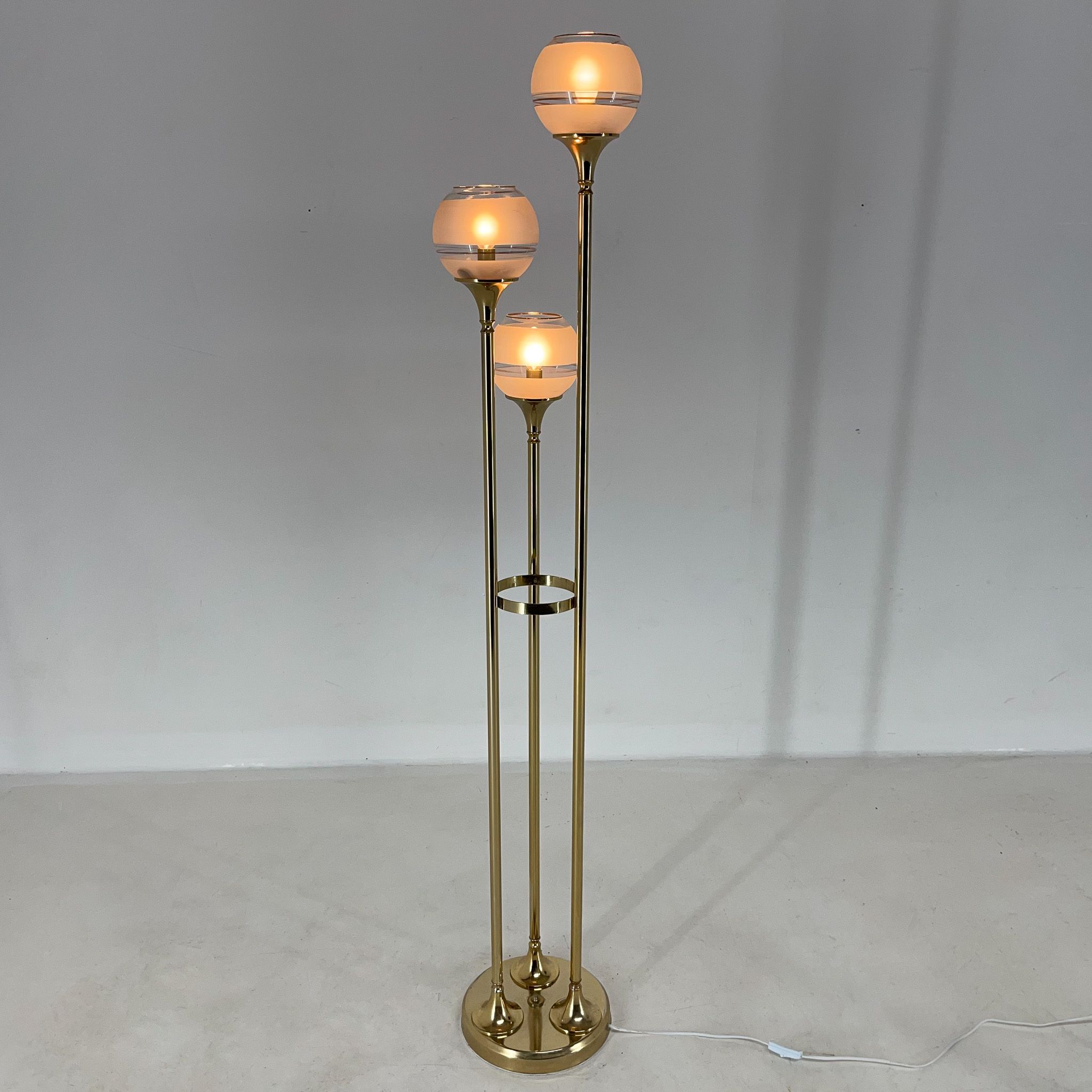 1970's italian metal & glass floor lamp