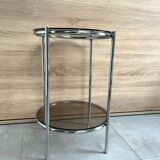 Round console 1970 chrome tube and smoked glass perfect condition