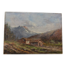 Oil painting on panel signed F.Mannini mountain landscape early 1900