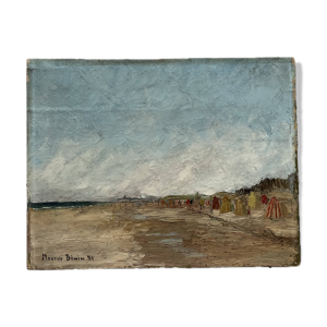 Huile sur panneau ''Bord - maurice