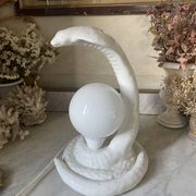 Lampe cobra vintage céramique et opaline