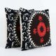 Lot de 2 housses de coussin brodées vintage 61x61 cm