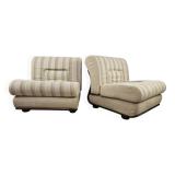 Mid Century Italian Armchairs in Wood and Fabric