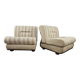 Fauteuils italiens du milieu du siècle en bois et tissu