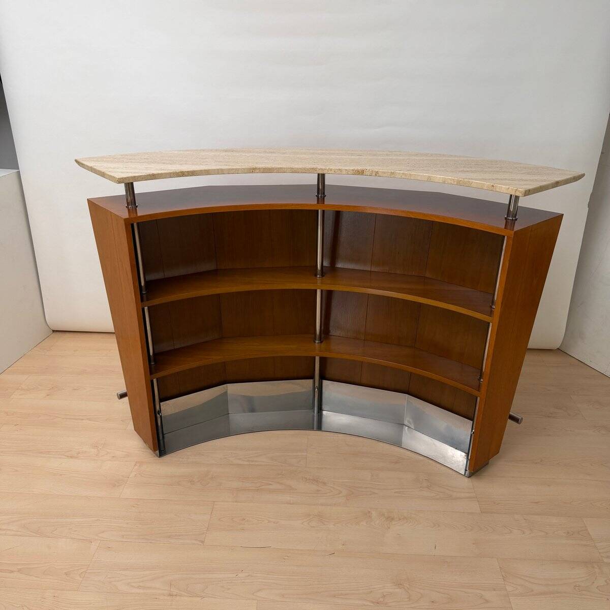 Mid-century bar in teak wood, metal and travertine, Italy, 1970