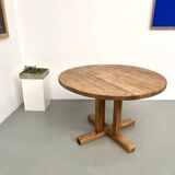 Round pine table "Les Arcs - 1970"