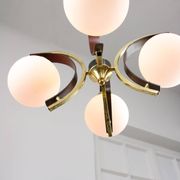 Mid-Century Modern Italian Brass and Opaline Chandelier
