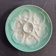 Niderviller sea-green earthenware oyster plates, set of 10 + dish
