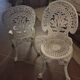 Pair of antique openwork aluminum garden chairs – Victorian style