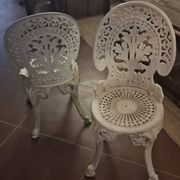 Pair of antique openwork aluminum garden chairs – Victorian style