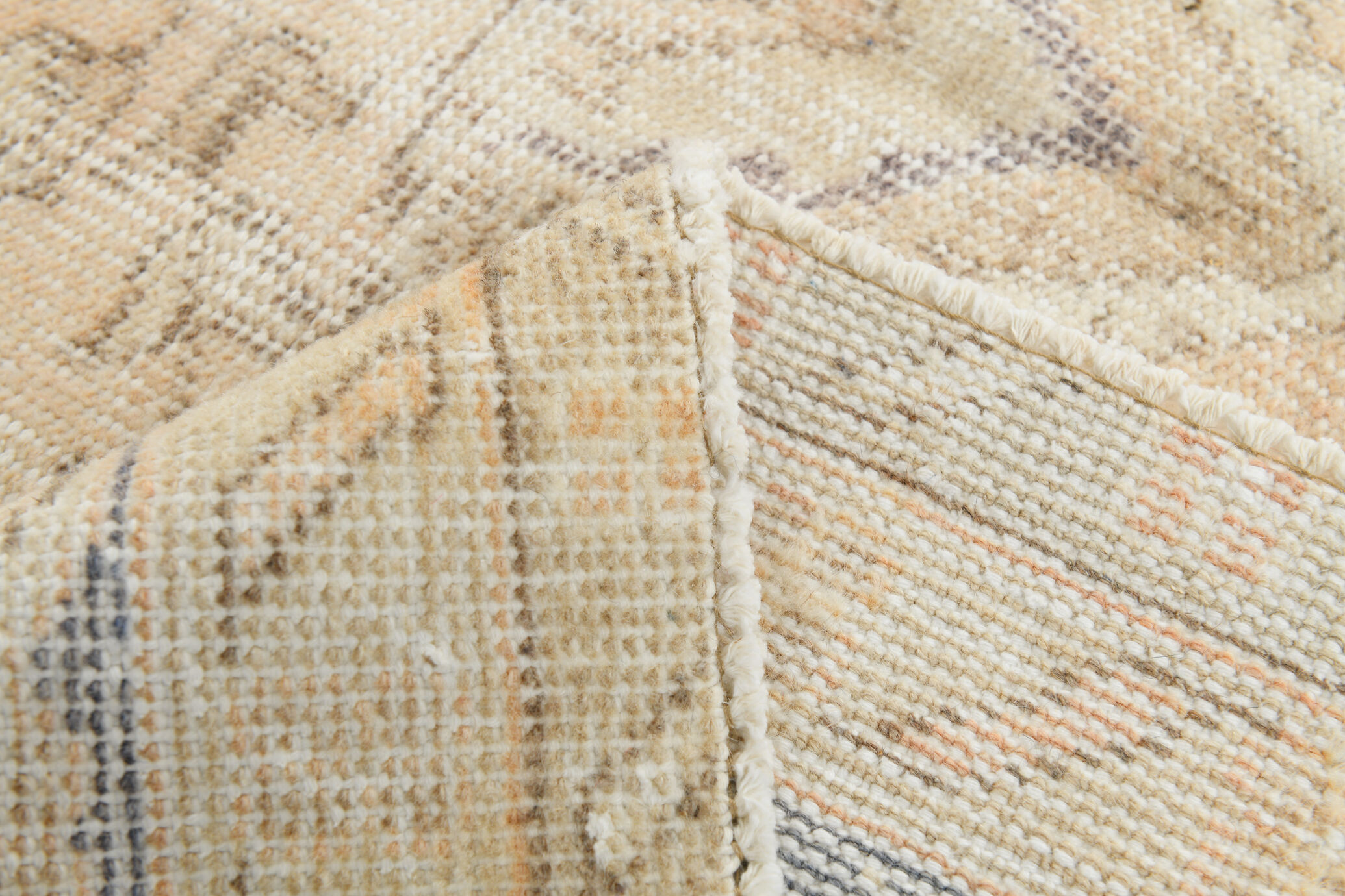 7x10 beige & navy blue vintage rug, 215x302cm