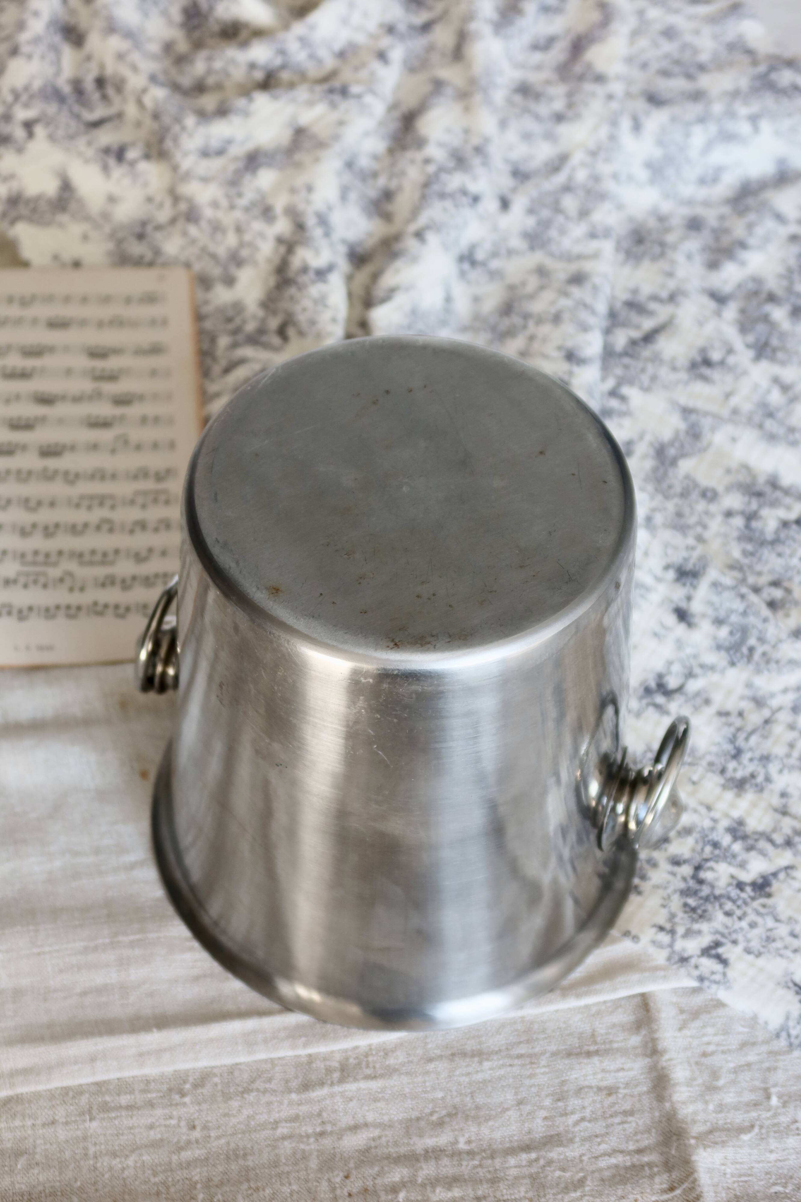 Vintage silver metal champagne bucket with handles