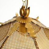 Beautiful rare 1980s Regency floral design brass ceiling lamp