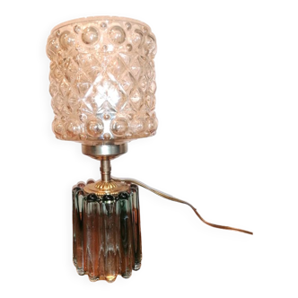 Lampe à poser, pied et abat-jour en verre, 1960