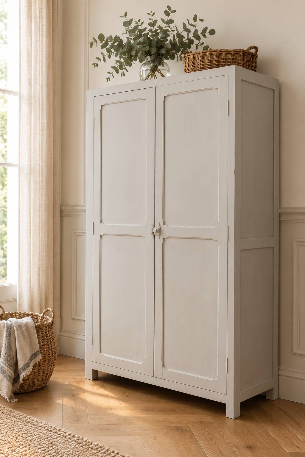 Vintage Parisian wardrobe enhanced in pearl grey.
