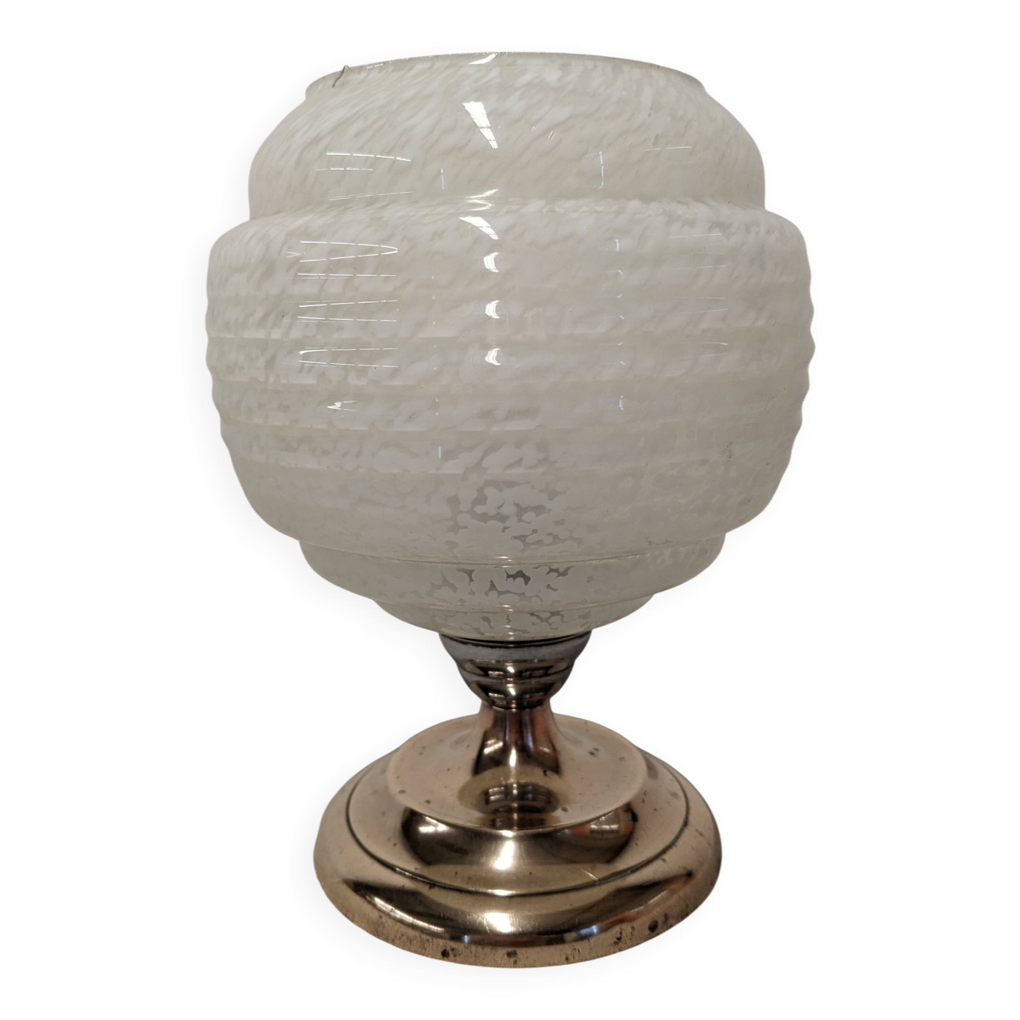 Art Deco bedside or ambient lamp in glass from Clichy, France, circa 1920.