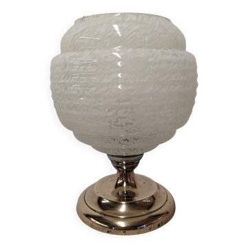 Art Deco bedside or ambient lamp in glass from Clichy, France, circa 1920.