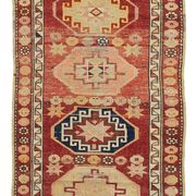 Handwoven vintage anatolian red runner carpet 89 cm x 384 cm
