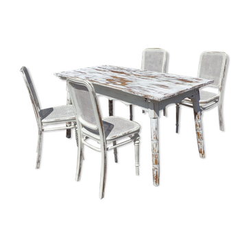Thonet table and 4 chairs set, 19th century