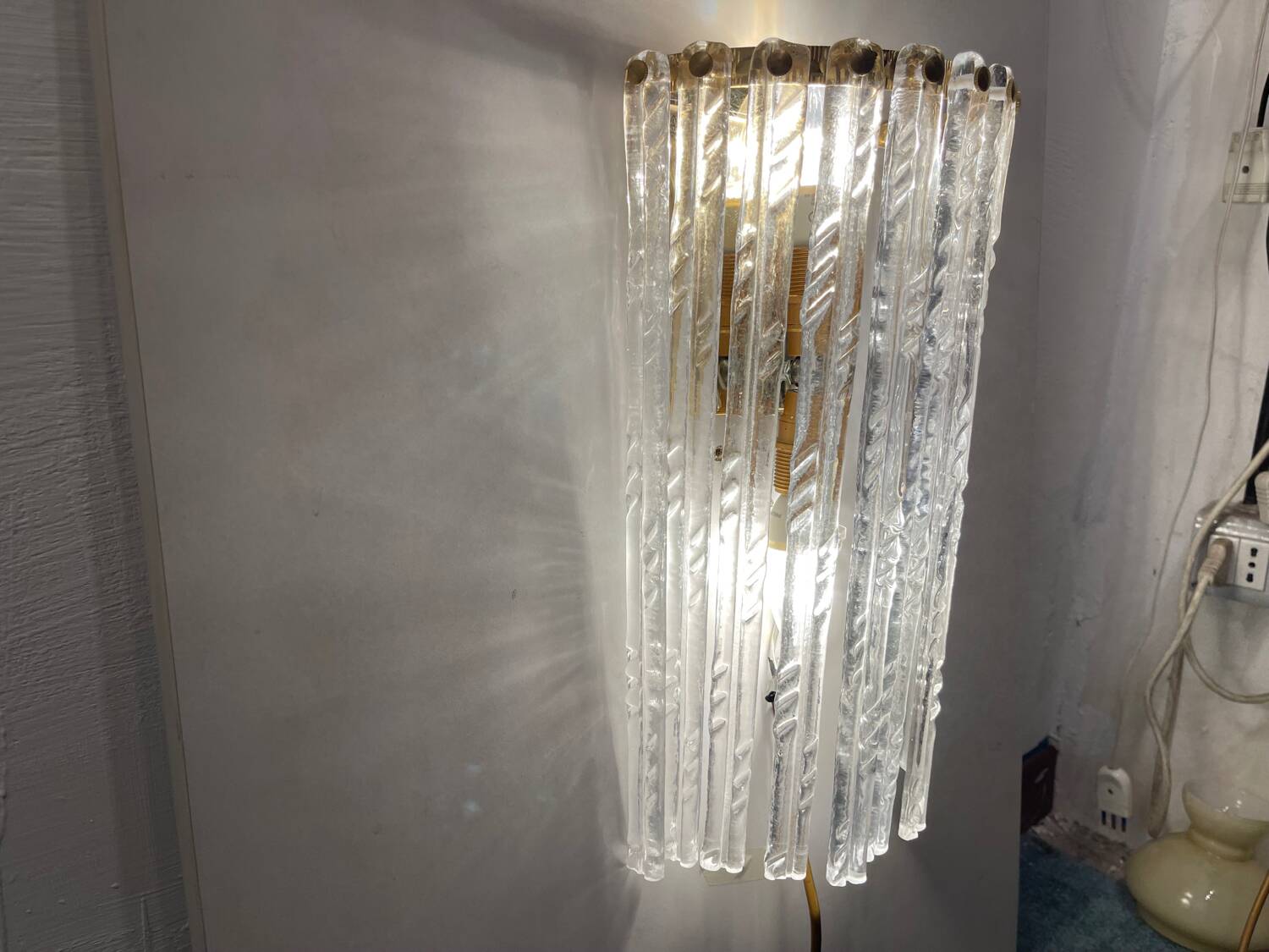 Large Murano Glass Brass Sconces