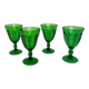 4 green footed glasses in moulded glass – 1970s