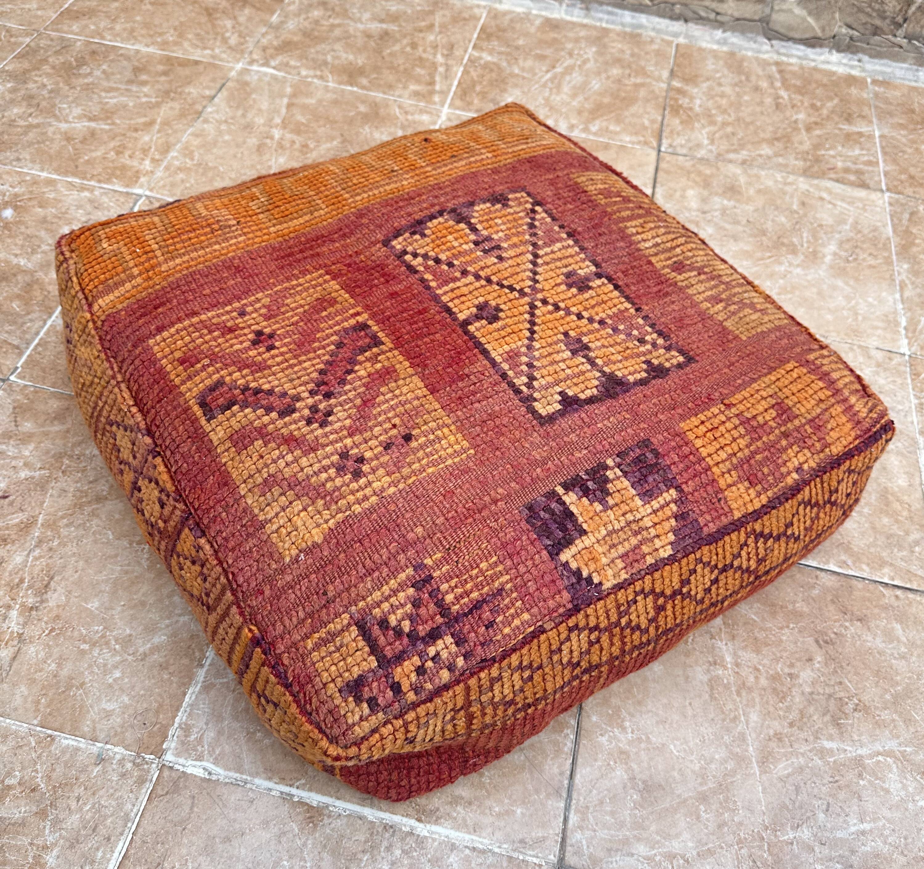 Handmade Berber Kilim pouf, floor cushion
