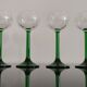 Vintage Alsace wine glasses with green feet decorations Bunches of Grapes and Vines HJ