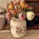Cracked earthenware vase – Floral rose decoration – Transferware style