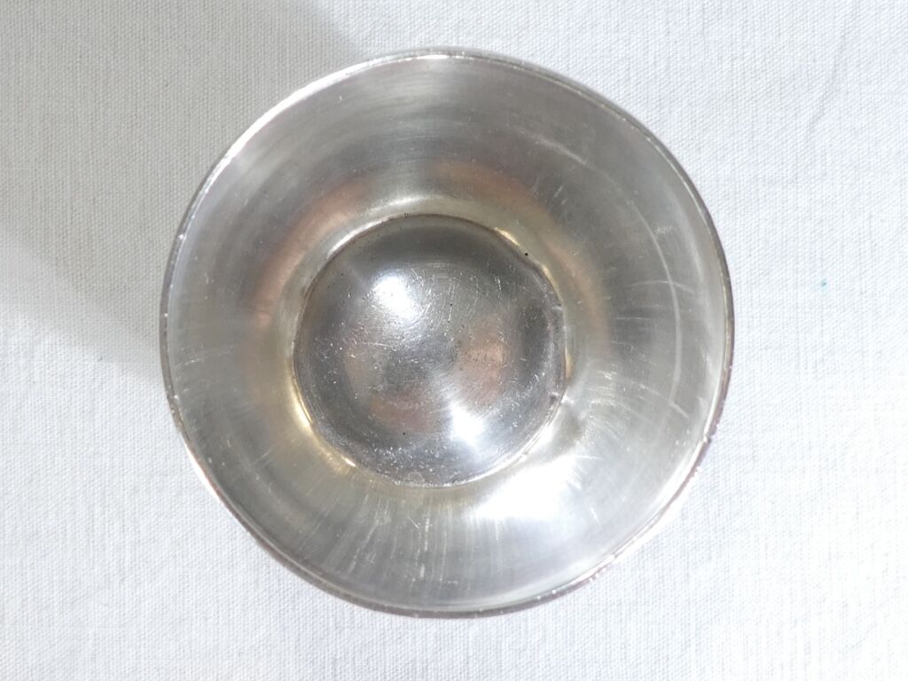 Timbale Christofle in silver metal modele ondulation by luc lanel