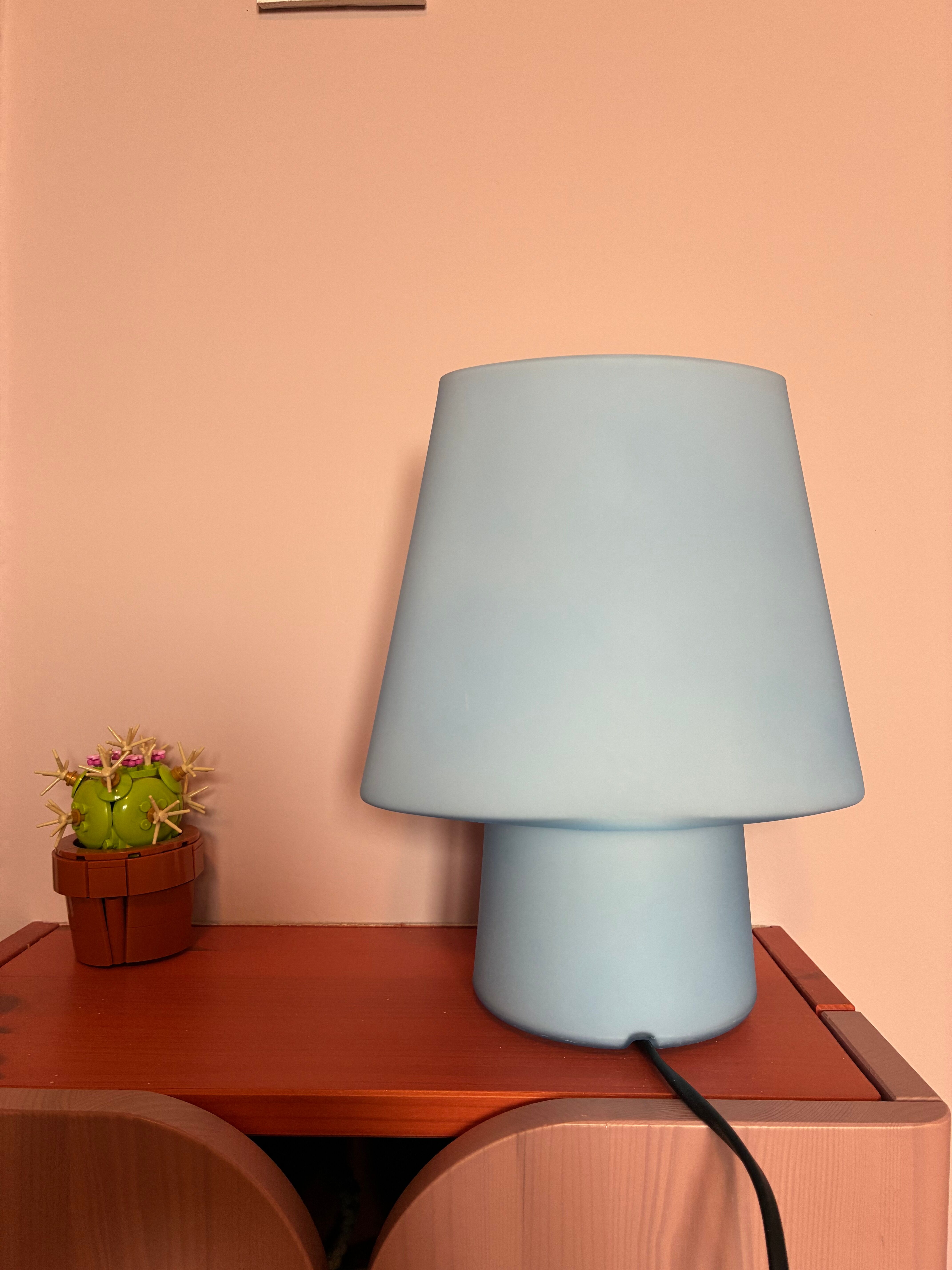 Lampe flore verre opaline Habitat 1990