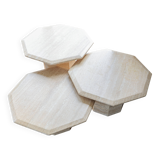 Set of 3 Vintage Italian Travertine Side Tables