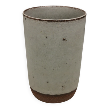 Vase en céramique petite de Danish Palshus, émail beige gris, années 1960.