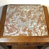Art Deco oak and marble bedside table
