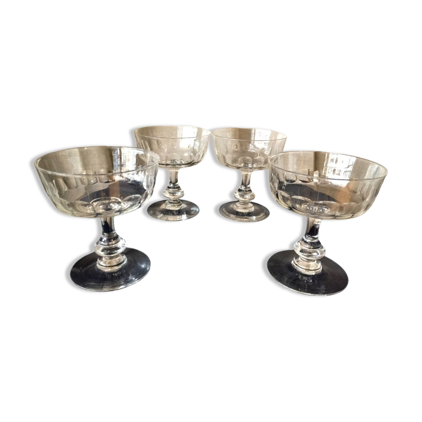 Suite of 4 crystal champagne glasses from the 1930s 1940s