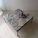 Mid-century coffee table natural stone chrome 1960s Netherlands