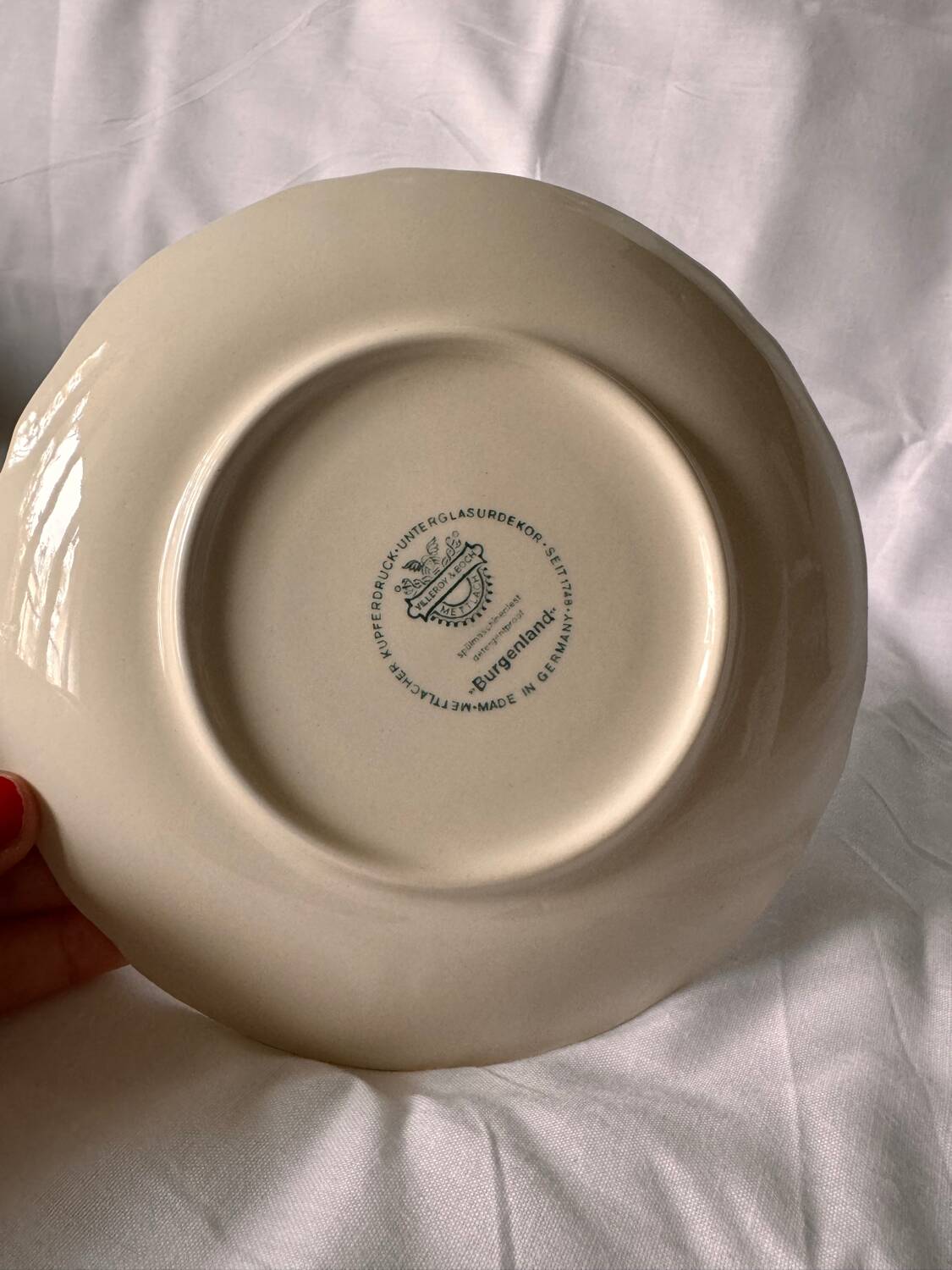 Villeroy and Boch Burgeland blue soup cups with underplates