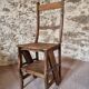 Chaise échelle de bibliothèque en chêne français antique – Tabouret escamotable
