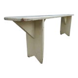 Old wooden farm bench vintage white fir industrial cloakroom