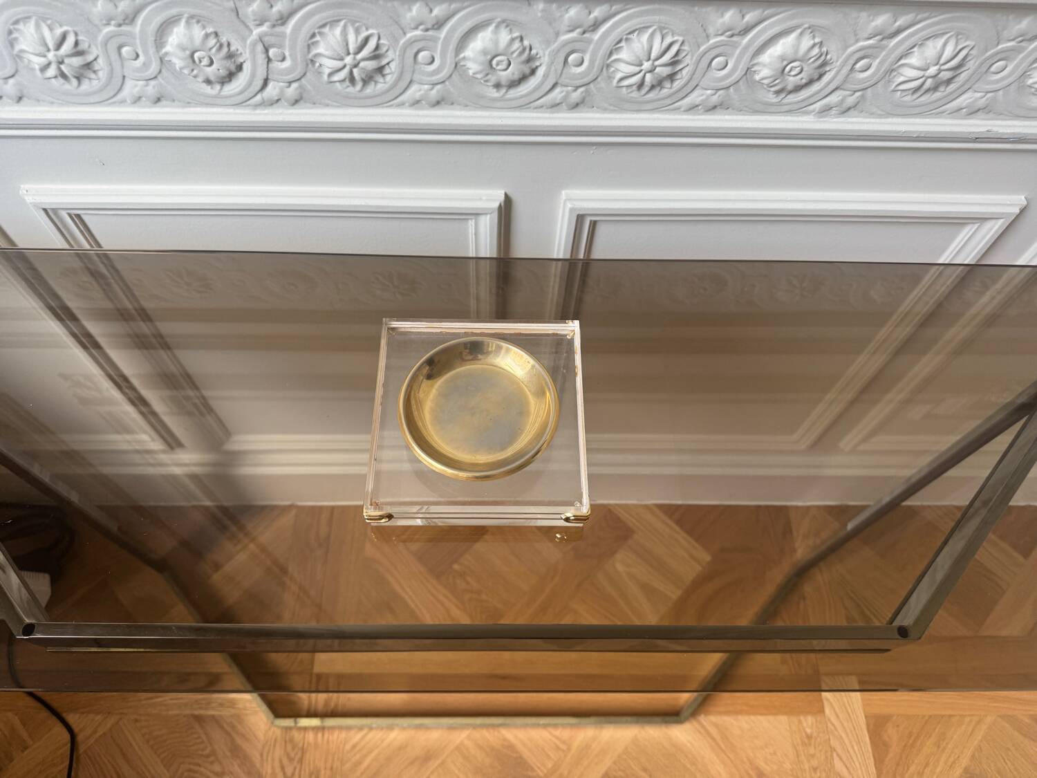 Plexiglass and gold metal empty pocket, 1980s