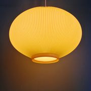 Vintage oval-shaped suspension in pleated celluloid, light green colour, 1960.