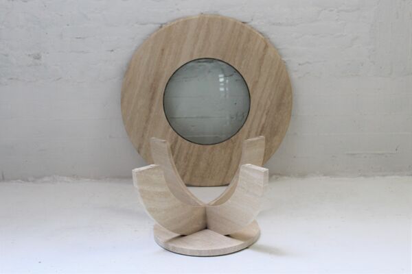 Table basse travertin  et verre