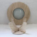 Double table travertine and glass