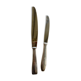 Two service knives in silver metal goldsmith Bertrand vintage